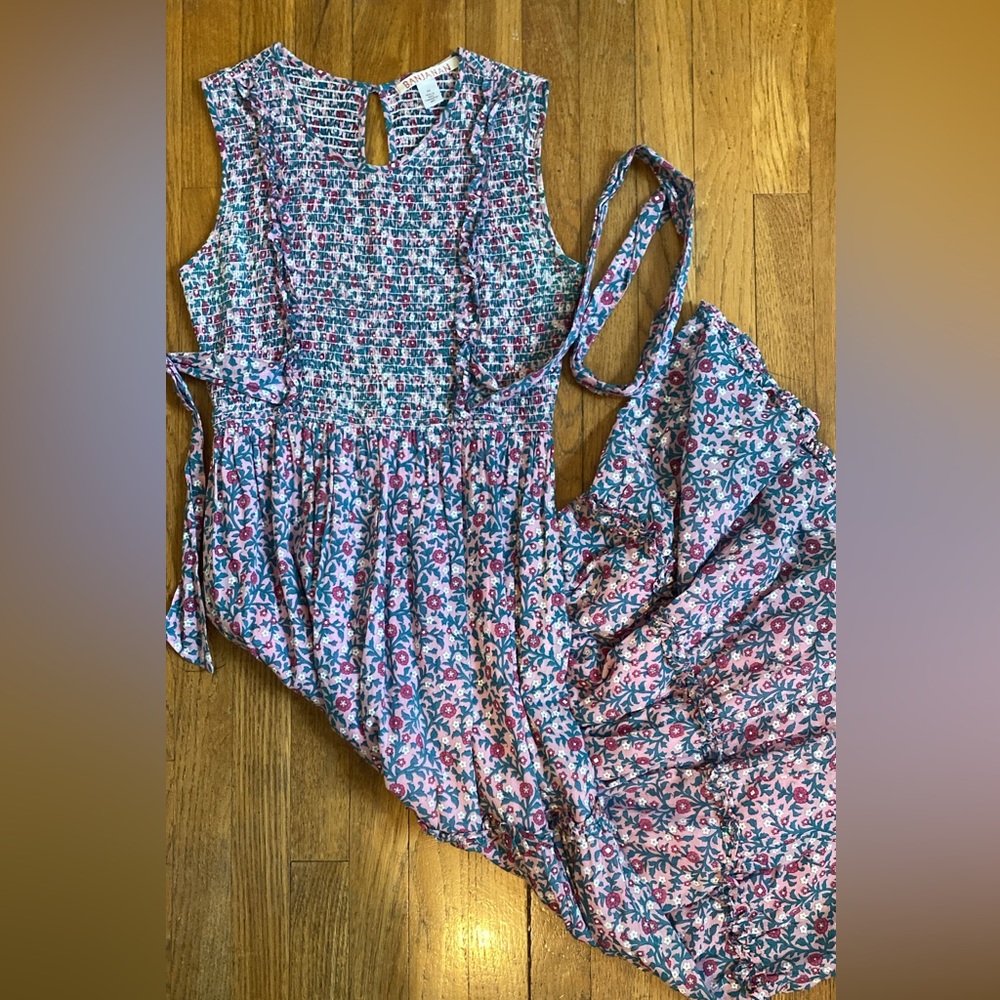 Banjanan pink floral smocked maxi dress